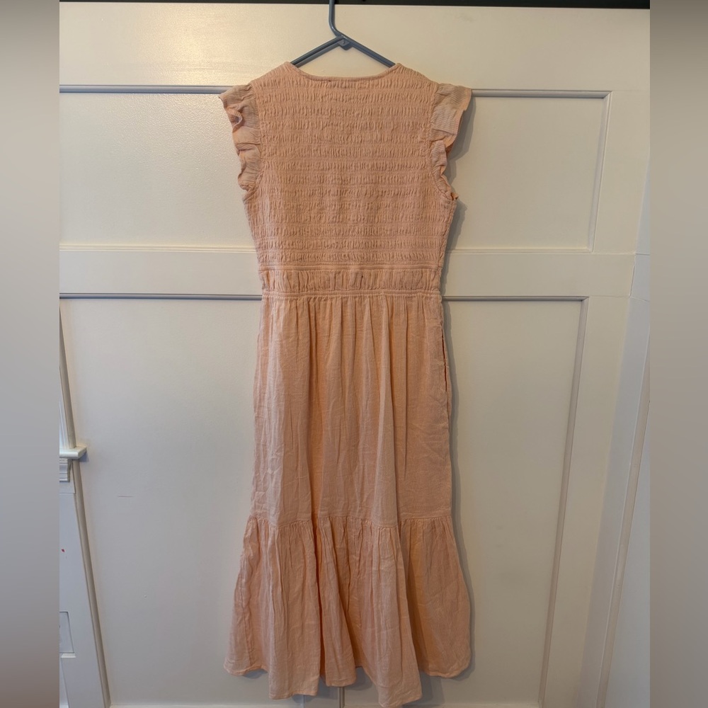 Quince Peach Maxi Dress with Ruffle Sleeves - Picture 5 of 7